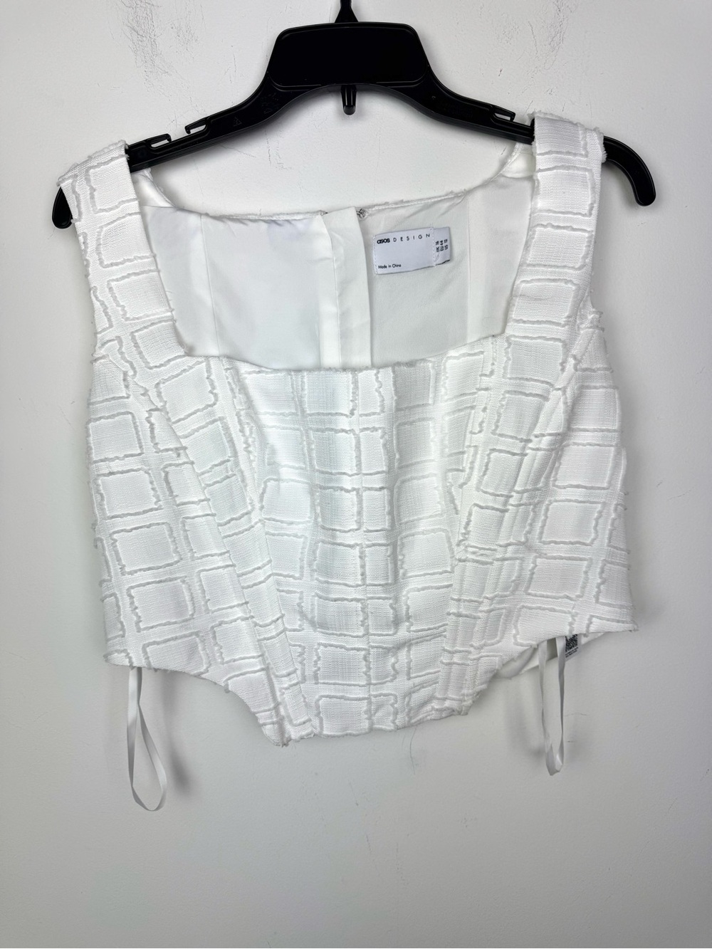 ASOS Designs White Textured Sleeveless Corset Top Size 12